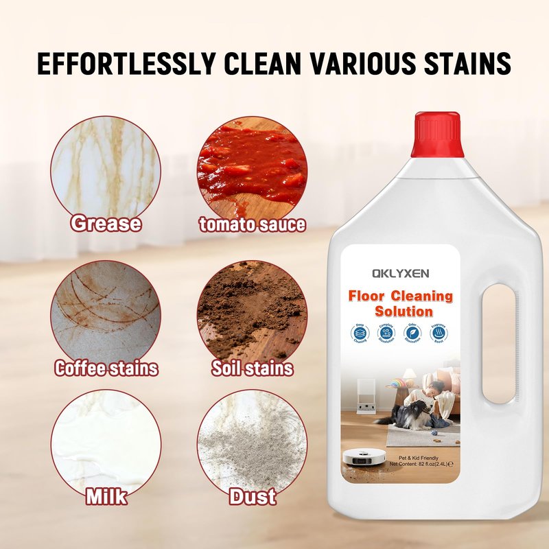 QKLYXEN Floor Cleaning Solution Compatible with Roborock – 82 FL OZ Original Floor Cleaner – Long-Lasting, Fresh– For All Robot Vacuums with Mopping & Cordless Wet/Dry Vacuum Mop Cleaner