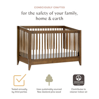 Babyletto Sprout 4-in-1 Convertible Crib with Toddler Bed Conversion Kit in Natural Walnut, Greenguard Gold Certified