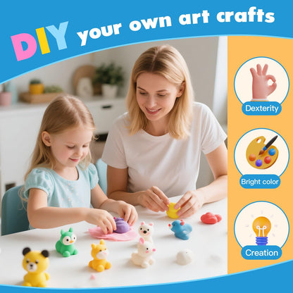 48 Colors Air Dry Modeling Clay with Bonus 2 White, Ultra Light Molding Clay Kit & Tools Gift Set for Kids Boys Girls, Soft Non-Sticky Magic Clay for Art Crafts