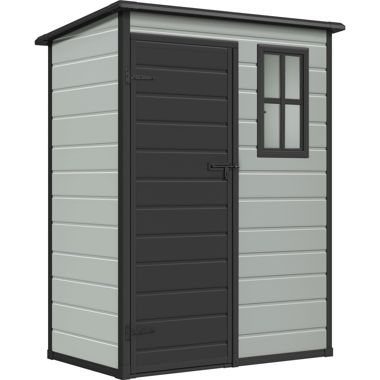 DWVO 5x3 FT Outdoor Storage Shed with Floor, All-Weather Resin Storage Shed with Lockable Door & Window, Waterproof Plastic Tool Storage for Garden, Backyard, Patio, Lawn,Blue-Gray+Black