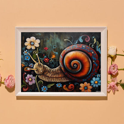 UIBDVKS Graffiti Flowers Snail DIY Diamond Art Painting by Numbers Full Round Drill Diamond Beads Cross Stitch Mosaic Crystal Rhinestone Arts and Craft for Home Wall Decor 12x16inch