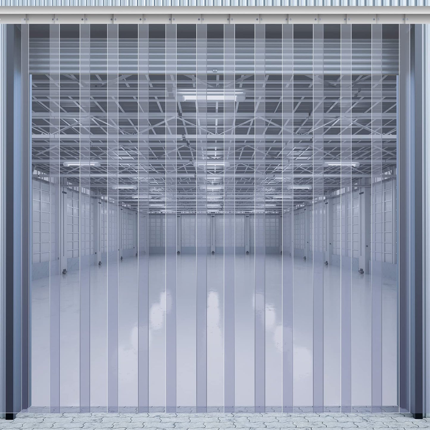 Juexica 118 x 118 Inch Plastic Strip Door Curtain Kit 0.08'' Walk in Cooler Curtains PVC Freezer Door Curtain Smooth Waterproof Insulation Hurricane Shutters Gate for Warehouse Garage Industry (Clear)