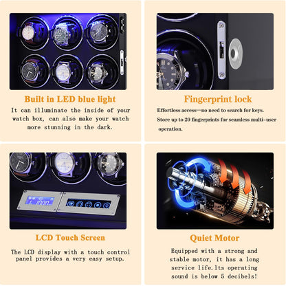 SNEOLTJN Watch Winder for 12 Slots Automatic Watches, Ultra-Quiet Japanese Motors, Built-in LED Illumination and LCD Touchscreen Control