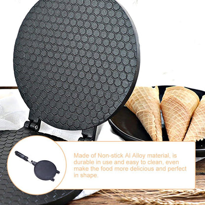 Akozon Household Kitchen Gas Nonstick Waffle Cone Maker, Egg Roll Baking Tool