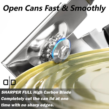 [Upgrade] Commercial Can Opener, Durable All-Steel Construction - RICKUNCL Hand Crank Can Opener with Magnet, Comfortable Extra-long Handles, Oversized Knob, Professional Ergonomic & Easy for Big Cans