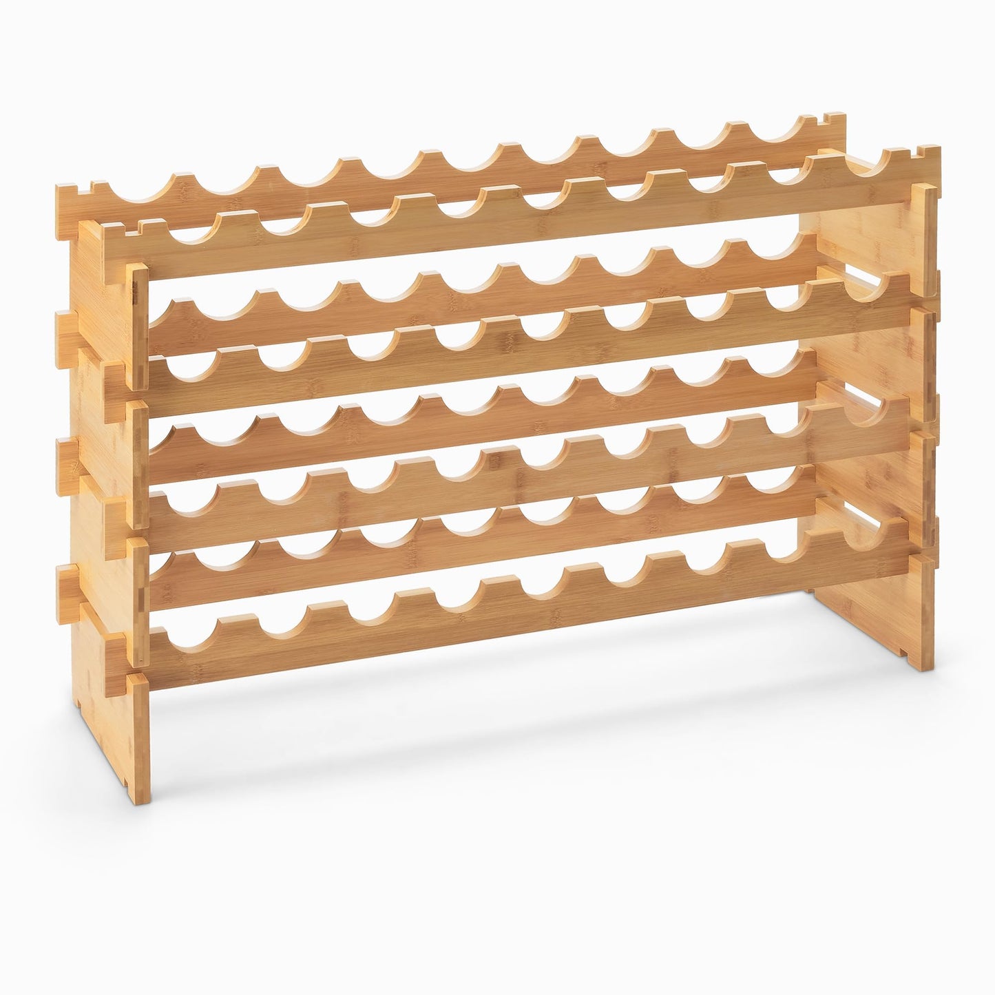 Amazon Basics Stackable Natural Bamboo Wine Rack, 36 Bottle Capacity, Easy to Assemble