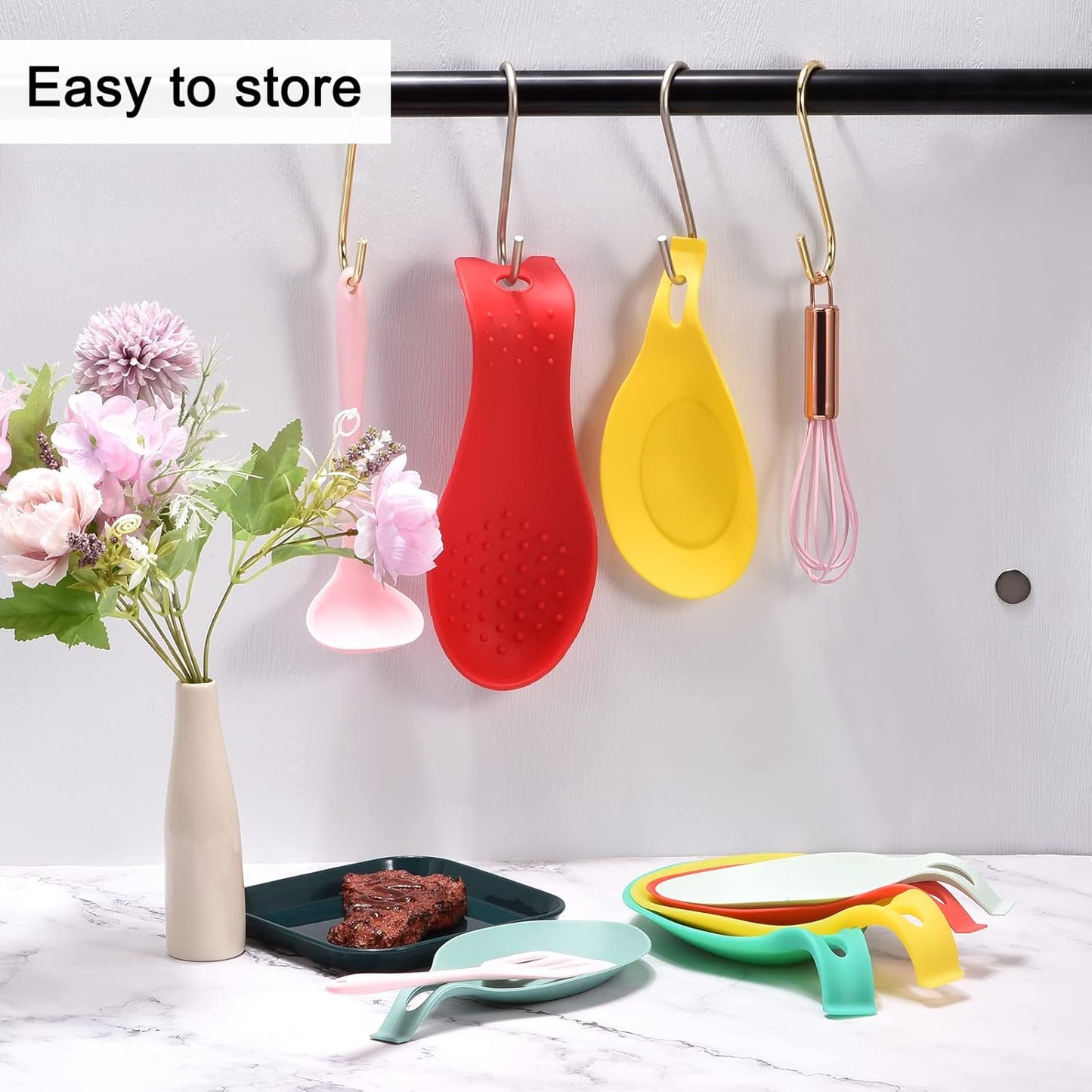 uxcell Silicone Spoon Rest - 7.68" x 3.74" Heat Resistant Kitchen Utensil Holder, Spatula Ladle Rest for Counter Stove