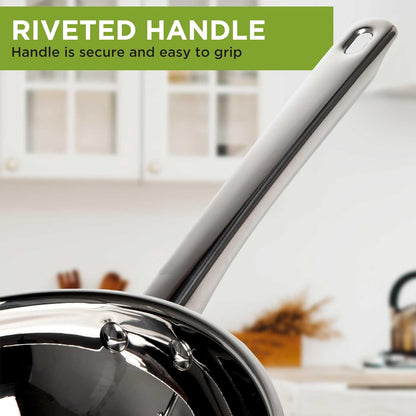 Ecolution Classic 8-Inch Stainless Steel Fry Pan, Professional Quality Sauté, Comfort Grip Riveted Handles