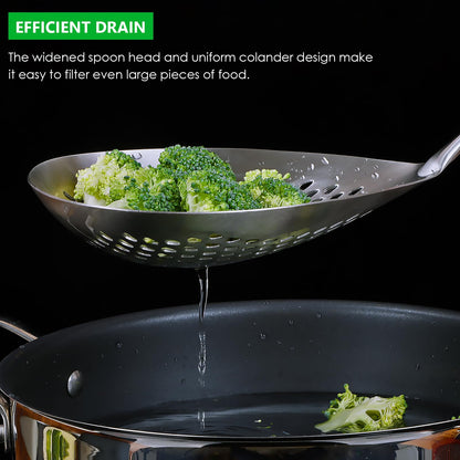 GLENDAVENY Skimmer Slotted Spoon, 304 Stainless Steel Spider Strainer Skimmer Ladle Spoon for Cooking and Frying, Pasta, Spaghetti, 4.3 inch, Dishwasher safe