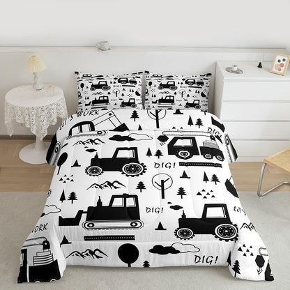 Set Set Set Set 1 Feelyou Construction Bedding Twin Size Equipment Trucks Comforter for Kids Boys Girls Decor Cartoon