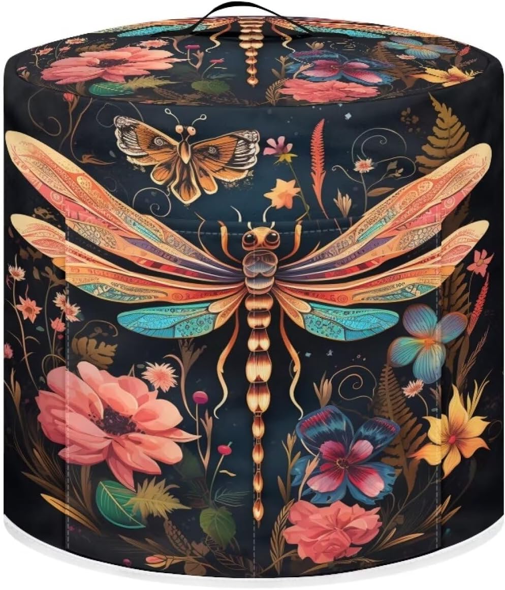 Dragonfly Butterfly Flower Rice Cooker Dust Cover, Washable Protective Cover for Small Appliances in Home
