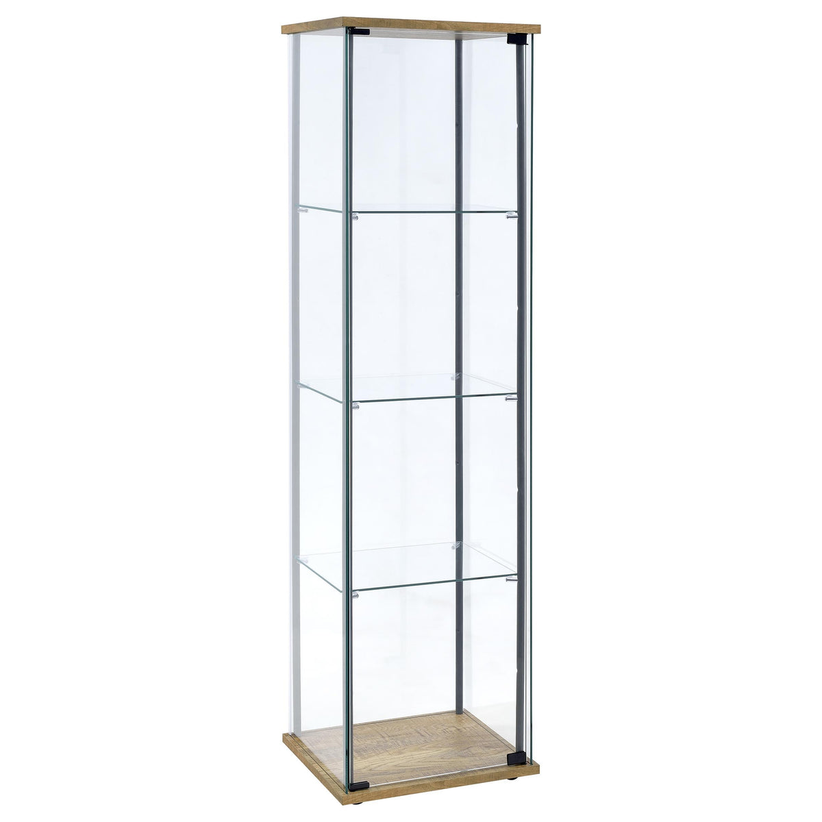 Coaster Home Furnishings - Bellatrix - Glass - 3-Shelf Curio Cabinet with Metal Frame, One Door, and Black Hardware - Living Room - 64-Inch - Mango - 950172MGO