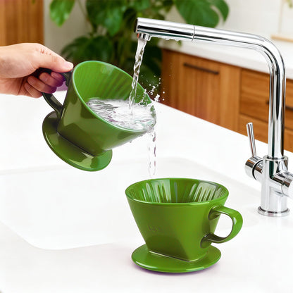 NBYHZLS Handmade Pour over Ceramic Coffee Dripper - Authentic Brewing Experience for Camping, Office, and Home (Dark Green)