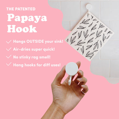 Papaya Reusable Paper Towels, Premium Swedish Dishcloths with Hook, Non-Scratch Reusable Paper Towel, 1 Sheet Replaces 17 Rolls - 4 Sheets, 2 Hooks