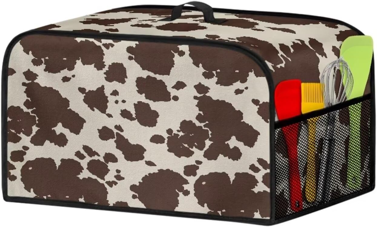 Brown Cow Print Durable Slow Cooker Cover, Dustproof Wear-Resisting Cover for Most 6-8 Quart Slow Cookers