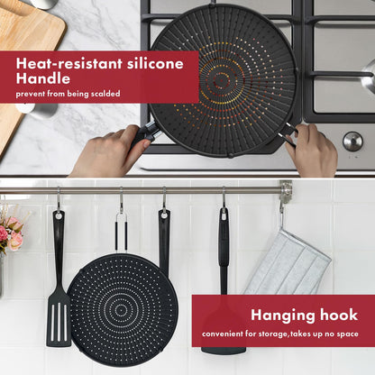 INYOU Silicone Splatter Screen for Frying Pan Suitable for 13” Pans, Multi-Use Grease Splatter Guard Heat Resistant to Hot Oil Food Safety Oil Splash Guard