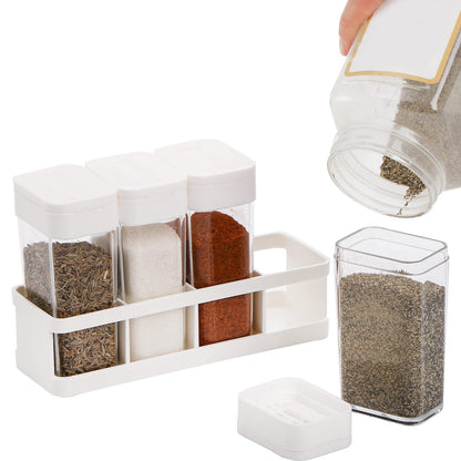 ZOOFOX 12 Pieces Spice Shaker Jars, Plastic Seasoning Shaker Box Set with Lid, Transparent Barbecue Storage Containers Spice Racks Kitchen Supplies