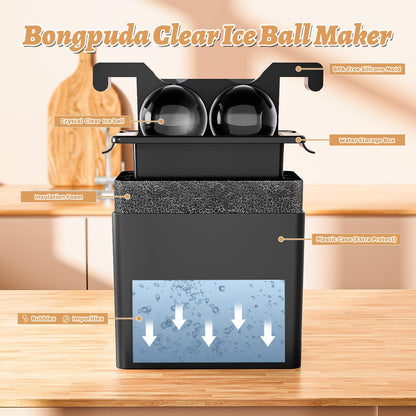 Clear Ice Ball Maker,2 Cavity Ice Ball Maker Mold for Whiskey,2.7 Inch Round Sphere Ice Maker,Idea Gifts for Dad Boyfriend Boss Men who Have Everything