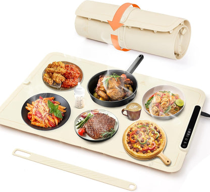 24"x16" 9 Settings 6H Warming Mat For Food Extra Large- Electric Warming Trays for Buffets Party, Food Warmers
