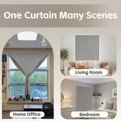 NICETOWN Grey Faux Linen 100% Blackout Blind Large Doorway Curtain Self Adhesive Drape, No Drill Easy to Install for Living Room Window Treatment, W59 x L84, 1 Panel