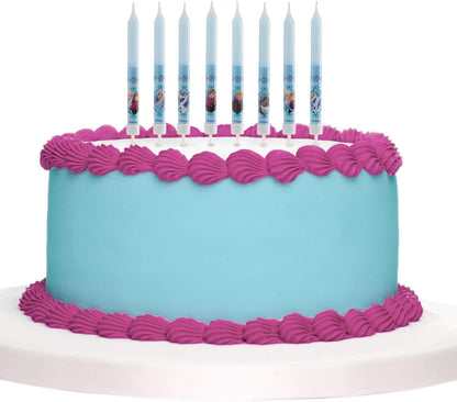 Set of 8 Decorative Birthday Candles for Children's Cakes - 3D Frozen Multicoloured Wax