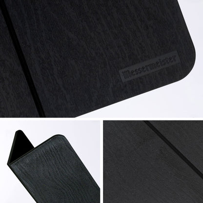 Messermeister Adventure Chef Folding Faux Wood Cutting Board, Black - Durable TPE - Resists Cold/Heat Warping, Shrinking & Swelling - Compact & Portable - 10.75 x 9.5”
