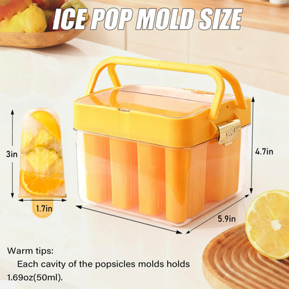 Jeniulet Popsicles Molds with Lid and Bin 9 Pieces Reusable Easy Release Entire Homemade Popsicle Molds Odorless Ice Pop Maker BPA Free