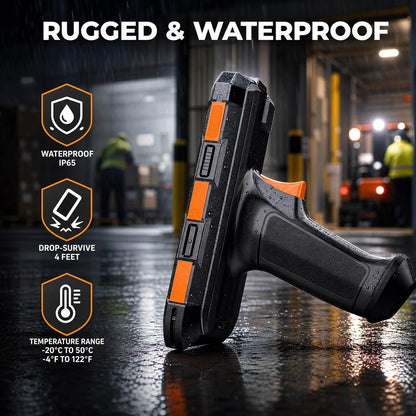 Bix Android 13 Industrial PDA with Pistol Grip, Honeywell N6703 1D 2D QR Barcode Scanner, 7200mAh Battery Handheld Terminal, 5.5" HD Mobile Computer 4G+64G, IP65 Rugged for Warehouse Inventory