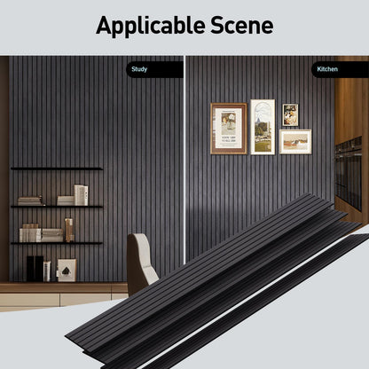 UMIACOUSTICS 4 PCS Acoustic Panels, 94.4" x 11.8" Decorative 3D Sound Proof Panels for Home Office Cinema -Dark Oak