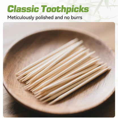 Toothpick Holders 1 Pack with 2400 Picks,Round Toothpicks Double-Side Point for Teeth,Food Pick,Appetizers,Cocktails Fruits,Olive&DIY Craft.
