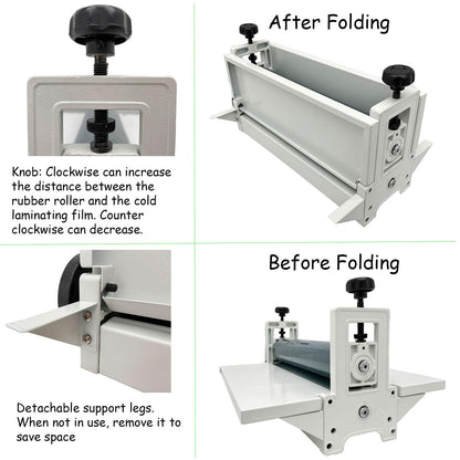 INTBUYING All Metal Frame 14inch 360mm Manual Cold Roll Laminator Mount Laminating Machine