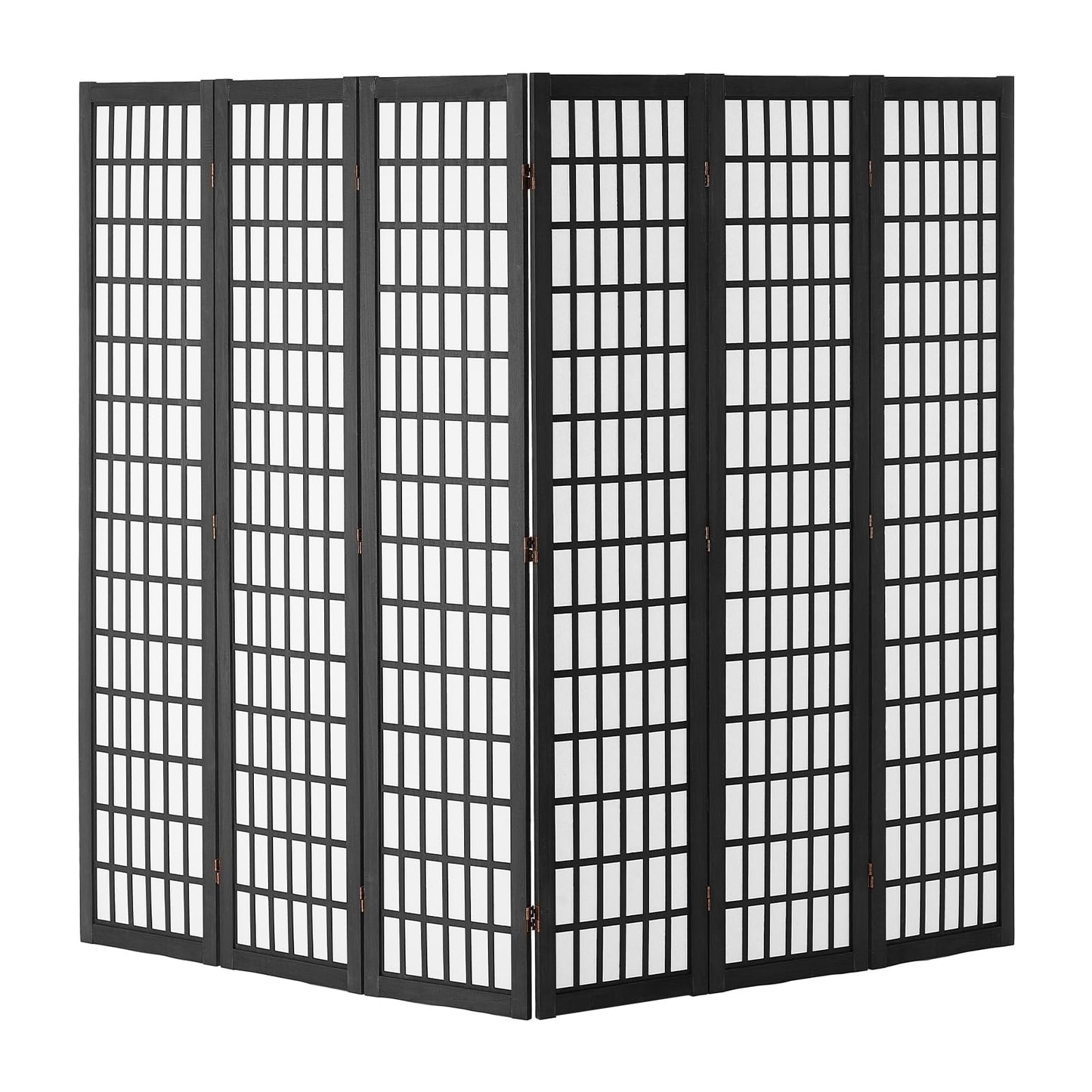 Amacv Room Divider, 6 Panel Japanese Room Divider, Folding Privacy Screen Indoor, Portable Partition Dividers and Decoration Screens, for Room Separation, Home, Office, Restaurant & Bedroom (Black)