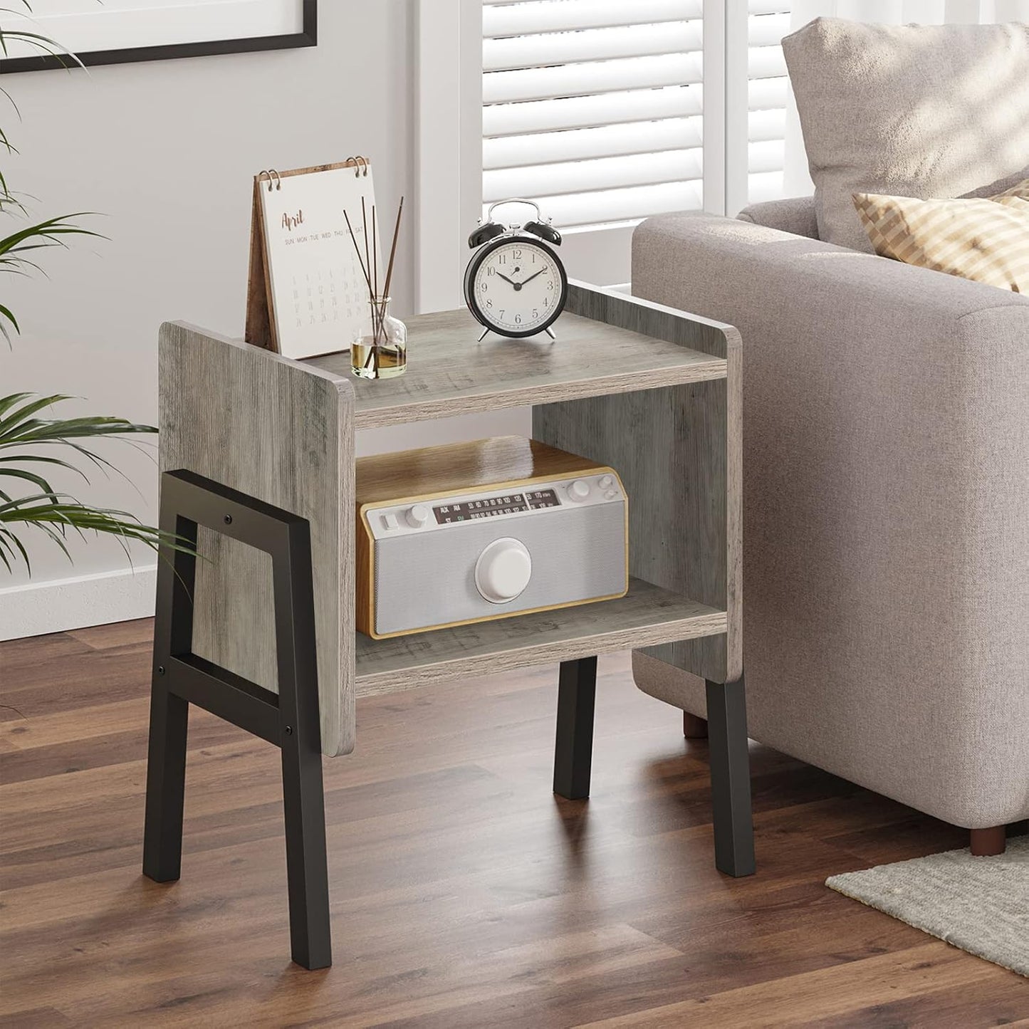 Set 2, TB01BG039 TUTOTAK Nightstnd, of Stackable End Tables, Side Table, Bedside Tables with Open Storage Shelf