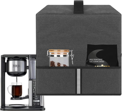 Heavy Fabric Cloth Coffee Maker Cover, Dark Grey - Compatible with Ninja CM300, CM371, CM400, CM401, CM407, 12.6X9.5X15