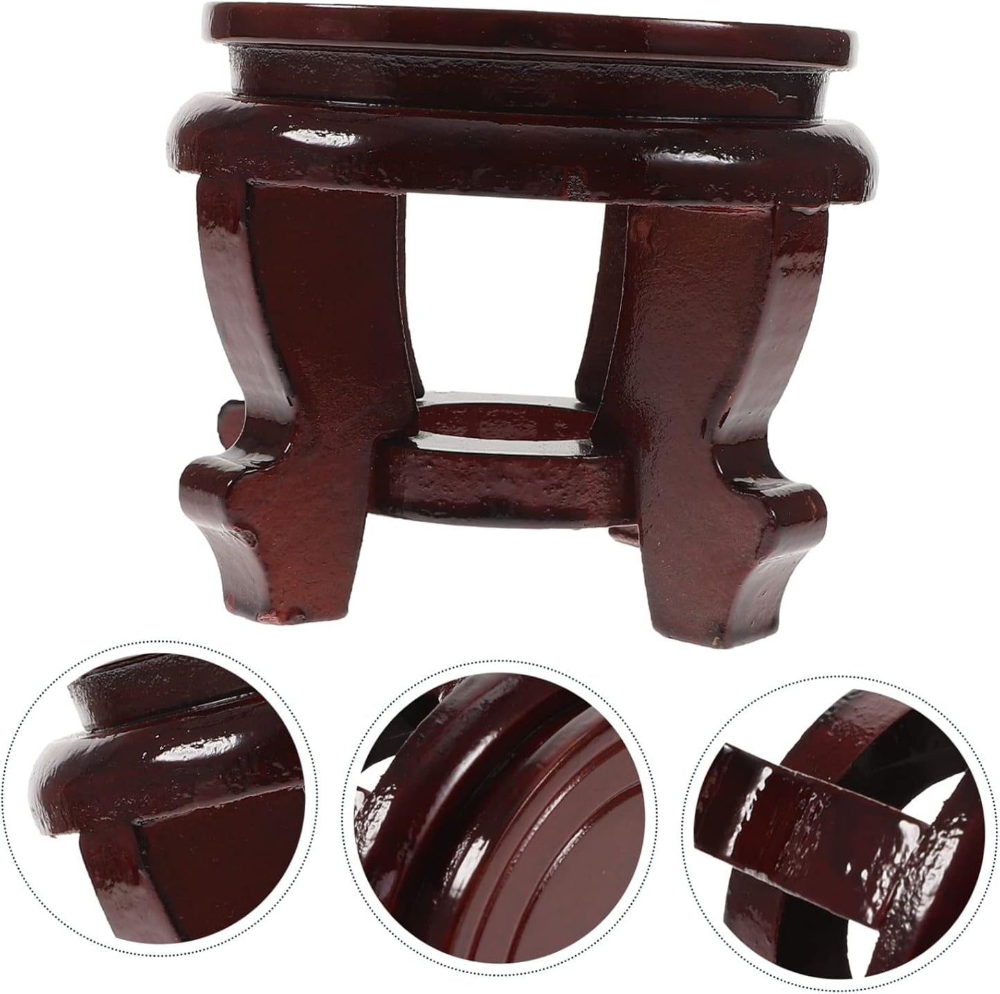 Wooden Flower Pot Base, Asian Wooden Vase Stand, Mini Bonsai Storage Rack for Potted Plants