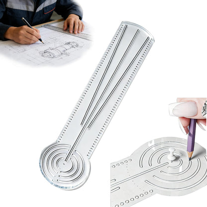 MIUPOO 3 in 1 Clear Acrylic Mandala Tool Ruler,Mandala Dot Art Circle Maker,Ruler Tool Holes,Geometric Drawing Stencil,Geometric Art Painting Ruler with Measuring Marks,1Piece.