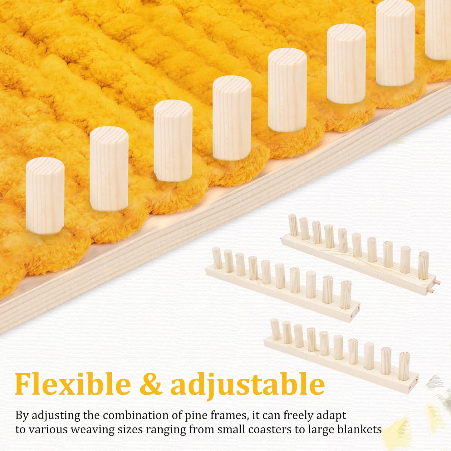 46" Chunky Blanket Frame, No Needle and Adjustable Size Hand Knitting Kit Portable Extra Large Weaving Blanket Maker Craft Kit for Home Decor