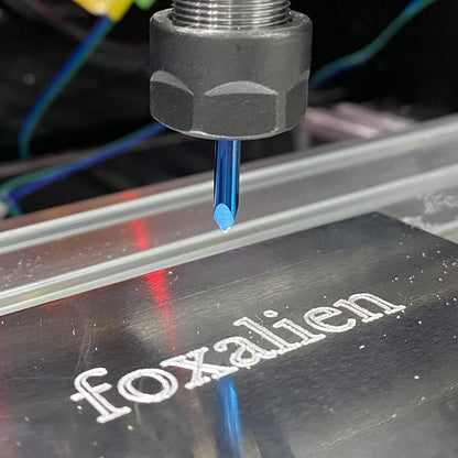 FoxAlien 20/30/45/60/90deg 0.1mm Triangular CNC Router Bits Set, 1/8" Shank Engraving Carving V-Bit with Nano Blue Coating Sharp Pyramid Bits for Acrylic Wood MDF Aluminum Lettering Sign Making