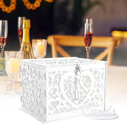 Ywlake Large Rustic Wedding Money Box Holder with Lock Slot for Reception, Anniversary, Graduation, Birthday Parties
