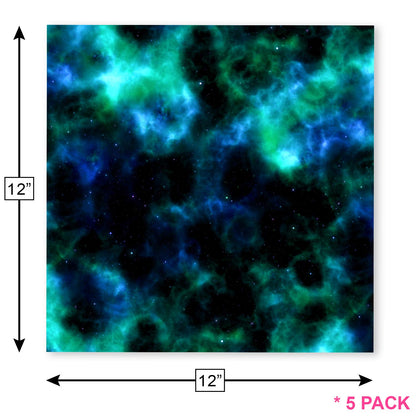 Craftopia Cricut Vinyl Squares |12 x 12-Inch| Galaxy Space Patterned Sheets for Design Transfers DIY Crafts, Scrapbooking - Glitter Vinyl Permanent Adhesive Decorative Supplies for Decals & Signs