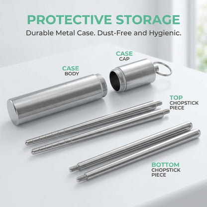 TOYANDONA Portable Folding Chopsticks Set with Storage Case 304 Stainless Steel Travel Cutlery for Outdoor Office Lunch Lightweight and Kitchen Tableware
