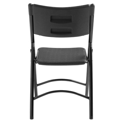 National Public Seating 600 Series Heavy Duty Plastic Lightweight Portable Folding Chair with Steel Frame and 2 Cross Braces, Black - 4 Pack