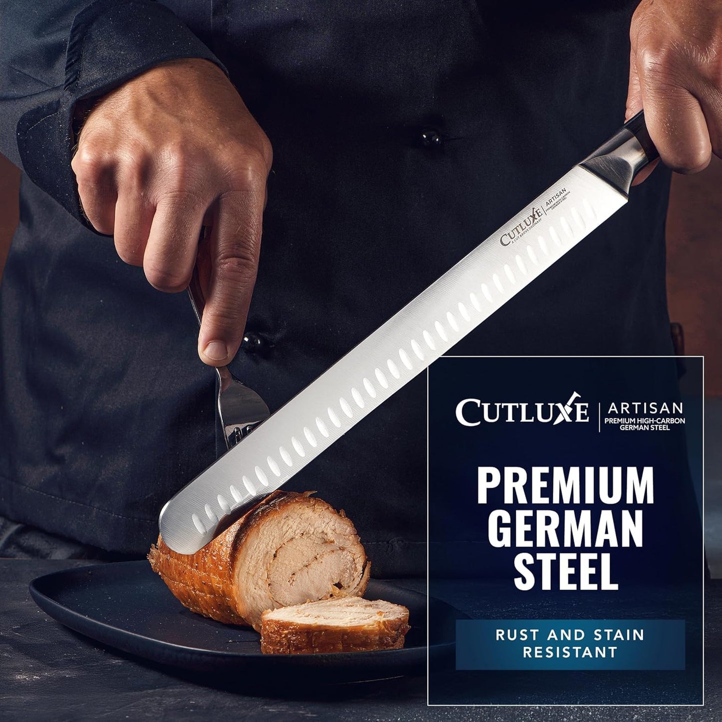 Cutluxe Carving Knife Set for BBQ & Brisket – Razor Sharp German Steel Slicing and Boning Knife for Meat Cutting, Full Tang & Ergonomic Handle, Grilling Gifts for Men – Artisan Series