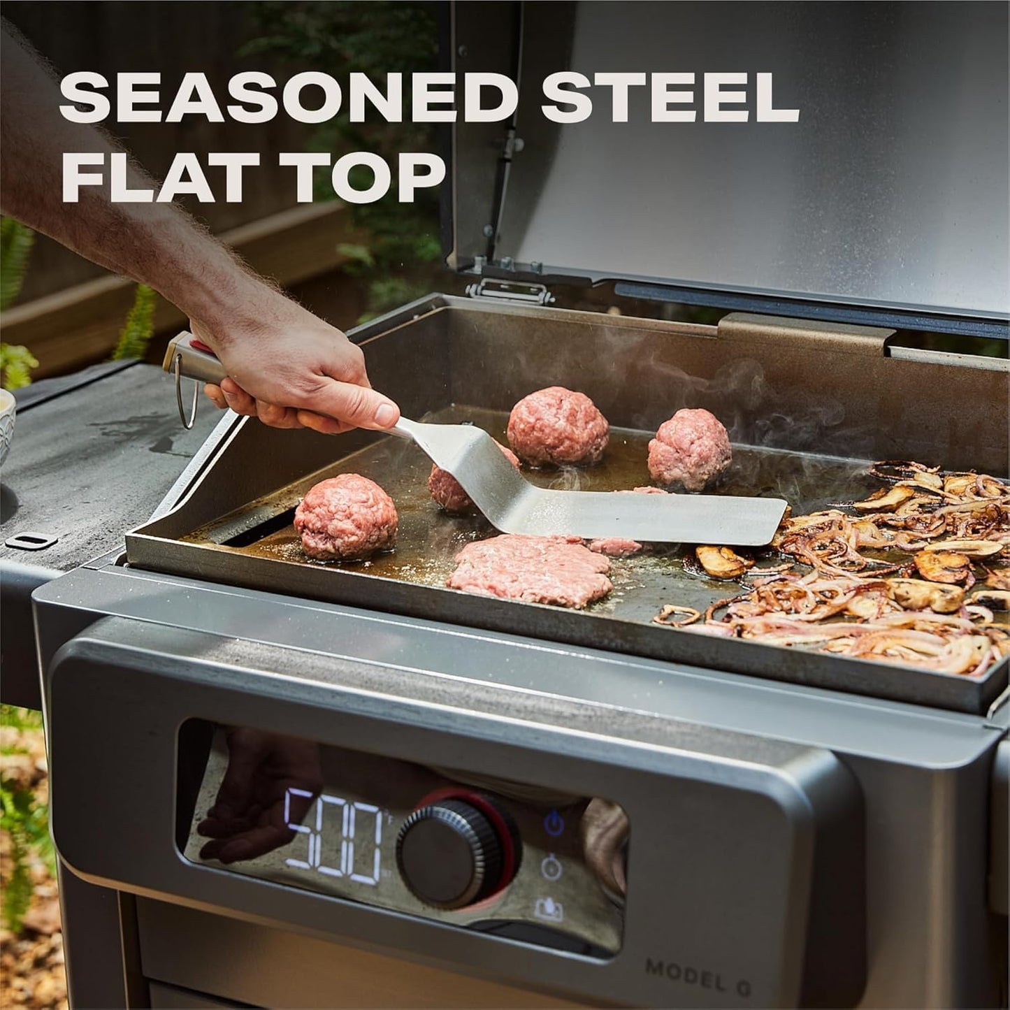Current® Model G Griddle, Smart Electric Outdoor Flat Top BBQ Grill with 200°F to 600°F Range for Searing & Roasting, Digital Precision, Apartment-Friendly & Weather-Resistant, Moon Dust