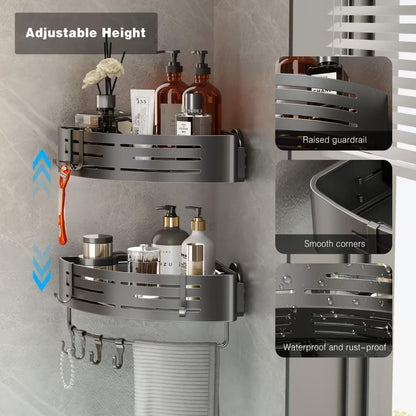 1 Pack Voldra Corner Shower Caddy Suction Cup, Corner Shower Shelves No Drilling, Aluminum Upgrade Suction Cup Shower