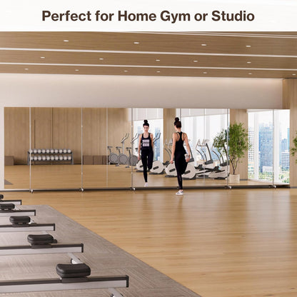Full Length Stand Up Mirror on Wheels,63''×67'',Large Tri-Fold Floor Mirror with Stand,Movable 3-Way Full Length Standing Mirror for Gym, Dance Studio, Fitness Room, and Home (Silver)