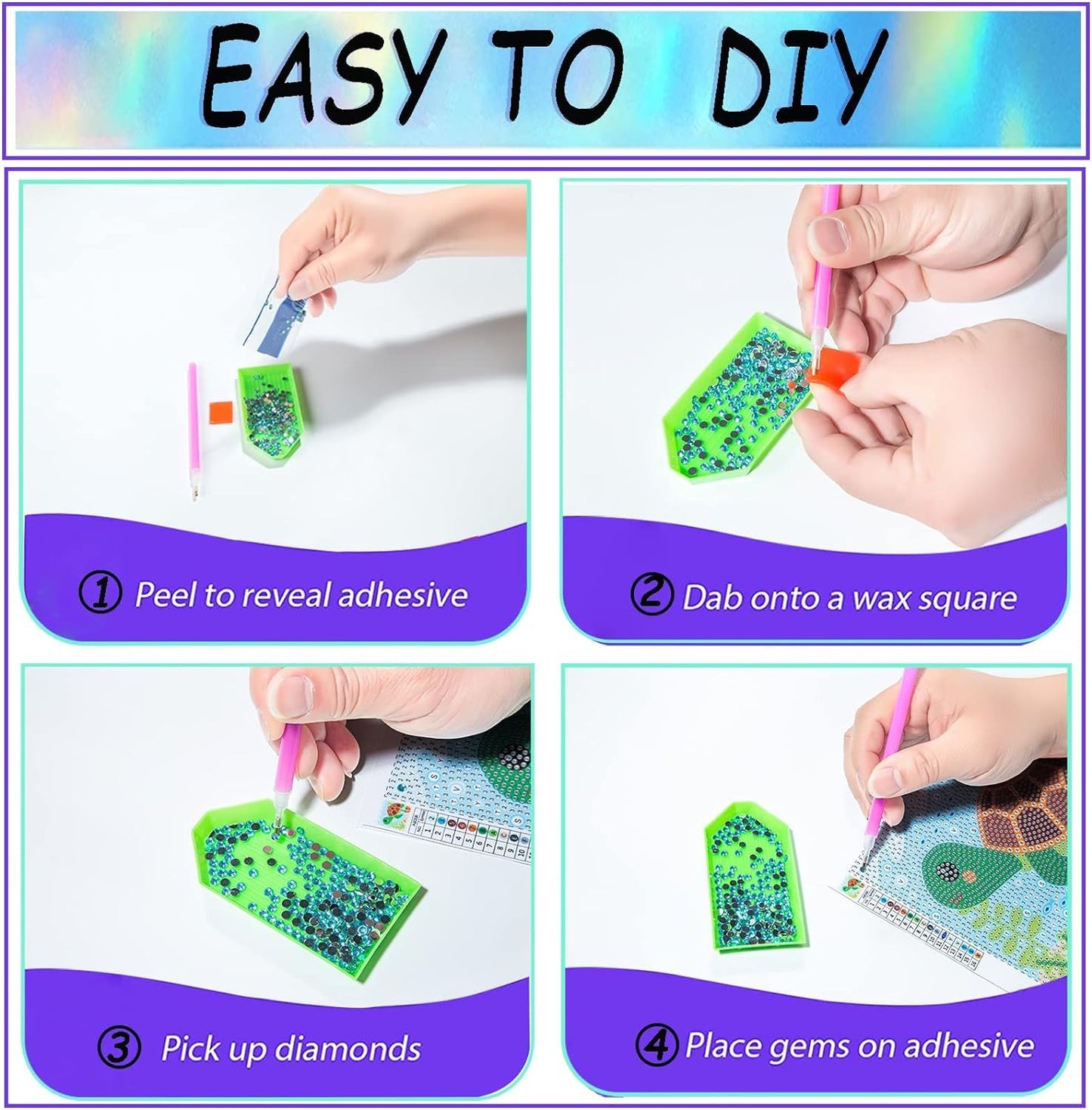 Acelii 6 Pack 5D Cartoon Diamond Painting Kits for Kids Beginners,Cute Animals DIY Diamond Art Kit for Kids,Full Round Drill Big Gem Art for Kid,Home Wall Decoration 6X6 inch