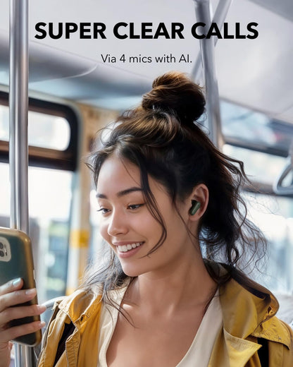 Soundcore P30i by Anker Noise Cancelling Earbuds, Strong and Smart Noise Cancelling, Powerful Bass, 45H Playtime, 2-in-1 Case and Phone Stand, IP54, Wireless Earbuds, Bluetooth 5.4 (Green)