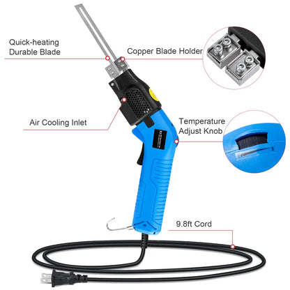 Toemics Toemics Electric Hot Knife Foam Cutter – 200W Styrofoam Cutting Tool, 4 Adjustable 50-500°C Blades for Polystyrene, Sponge, Crafts, and Insulation (Blue)