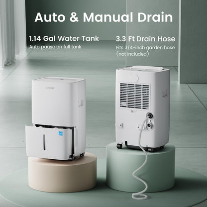 Waykar 80 Pints Energy Star Dehumidifier for Spaces up to 5,000 Sq. Ft at Home, in Basements and Large Rooms with Drain Hose and 1.14 Gallons Water Tank